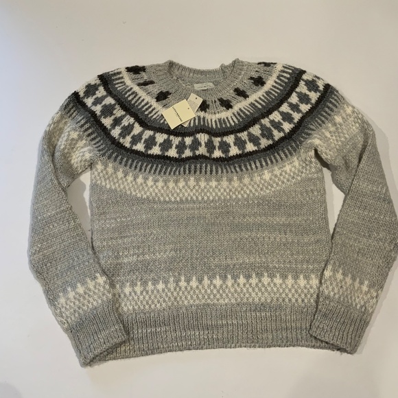 NWT Lucky Brand Sz S Gray Fair Isle Sweater - Picture 2 of 7